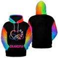 thumbnail image 1 of Lotusprinthandmade Personalized Mom Grandma and Grandkids Sweethearts Rainbow Hoodie 3D (Lightweight) S-5XL Multicolor (2XL), 1 of 5