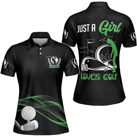 Lotusprinthandmade Personalized Name A Girl Who Loves Golf Women Polo (Lightweight) S-5XL Multicolor (S)