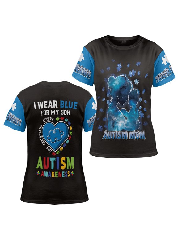 Personalized Name Autism Awareness T-Shirt 3D Unisex, Multicolor, XL