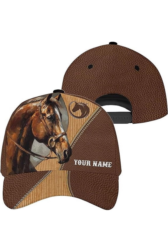 Personalized Name Brown Horse Horse Lover Classic Baseball Cap One Size Multicolor