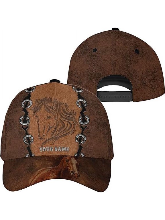 Personalized Name Brown Horse Horse Lover Classic Baseball Cap One Size Multicolor