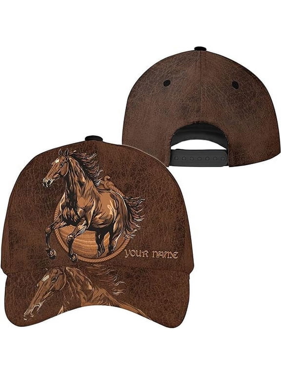 Personalized Name Brown Horse Horse Lover Classic Baseball Cap One Size Multicolor