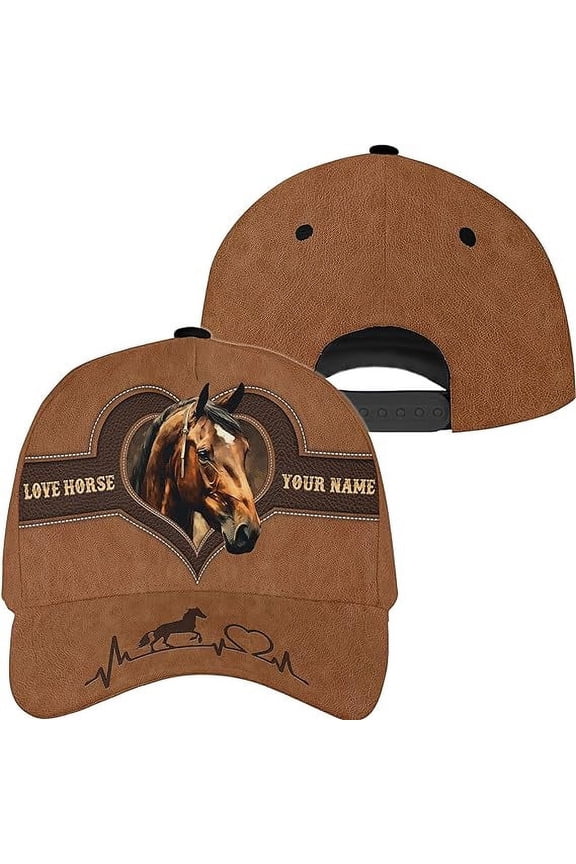 Personalized Name Brown Horse Horse Lover Classic Baseball Cap One Size Multicolor