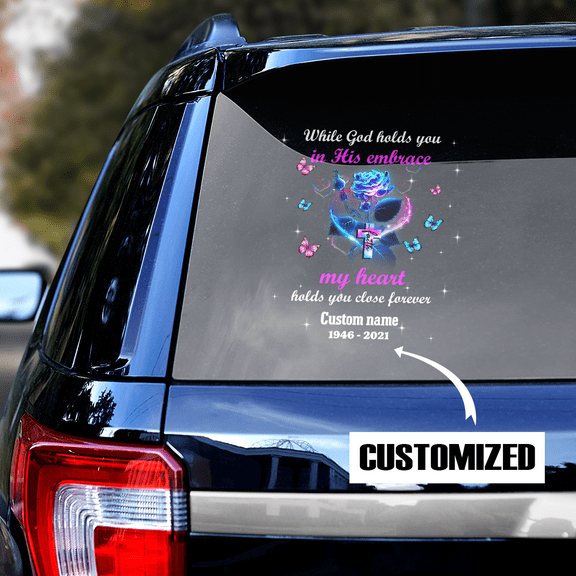 Lotusprinthandmade Personalized Name Date Memorial Transparent Vinyl Decal 4 Sizes (6x9 Inches)