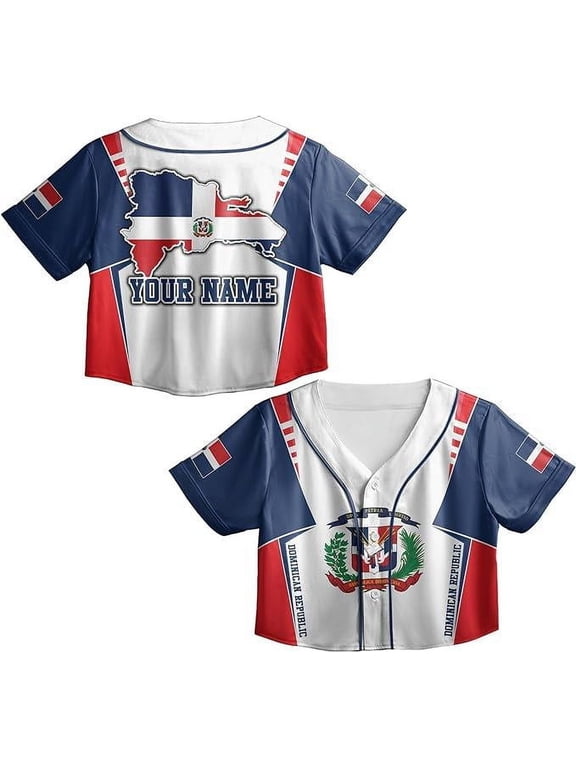 Personalized Name Dominican Flag Dominica Pride Baseball Jersey XS-XL Multicolor, Dominica Republic Crop top, Dominican Republic Shirt, dominica baseball croptop