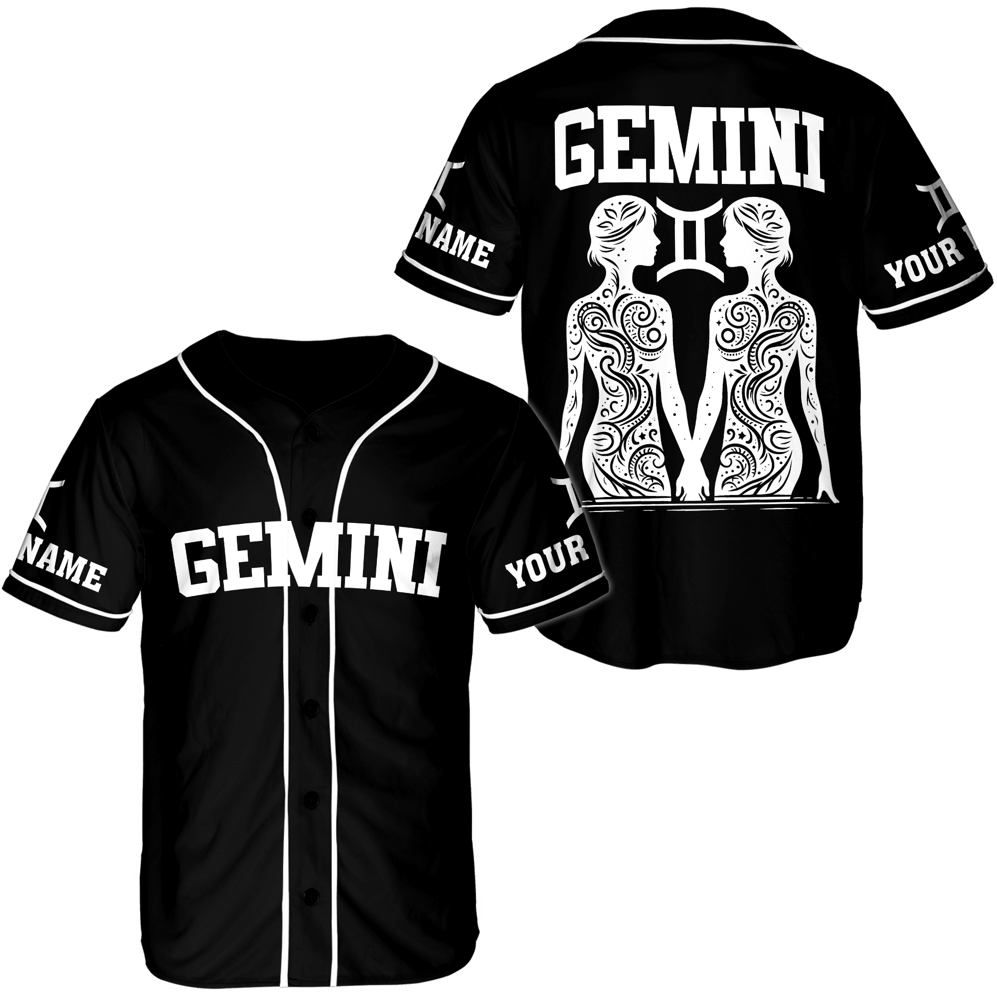 Lotusprinthandmade Personalized Name Gemini Zodiac Baseball