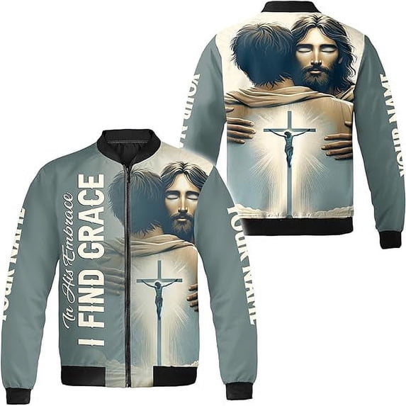 Lotusprinthandmade Personalized Name God Christian Jesus All-over Print Bomber Jacket S-5XL Multicolor