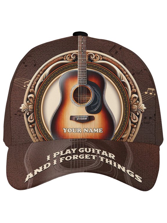 Personalized Name Guitar Lovers Classic Baseball Cap Multicolor, Custom Guitar Cap