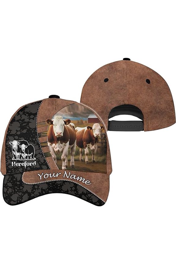Personalized Name Hereford Cattle Farming Classic Baseball Cap One Size Multicolor