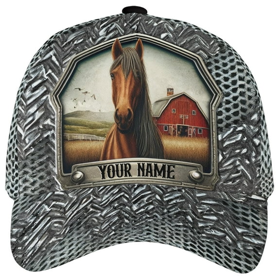 Lotusprinthandmade Personalized Name Horses Beauty Classic Baseball Cap One Size Multicolor