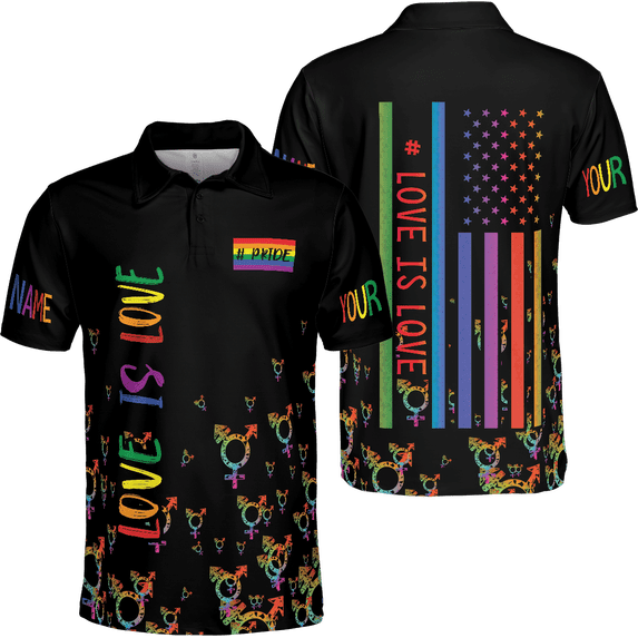 Lotusprinthandmade Personalized Name LGBT Polo Shirt (Lightweight) S-5XL Multicolor