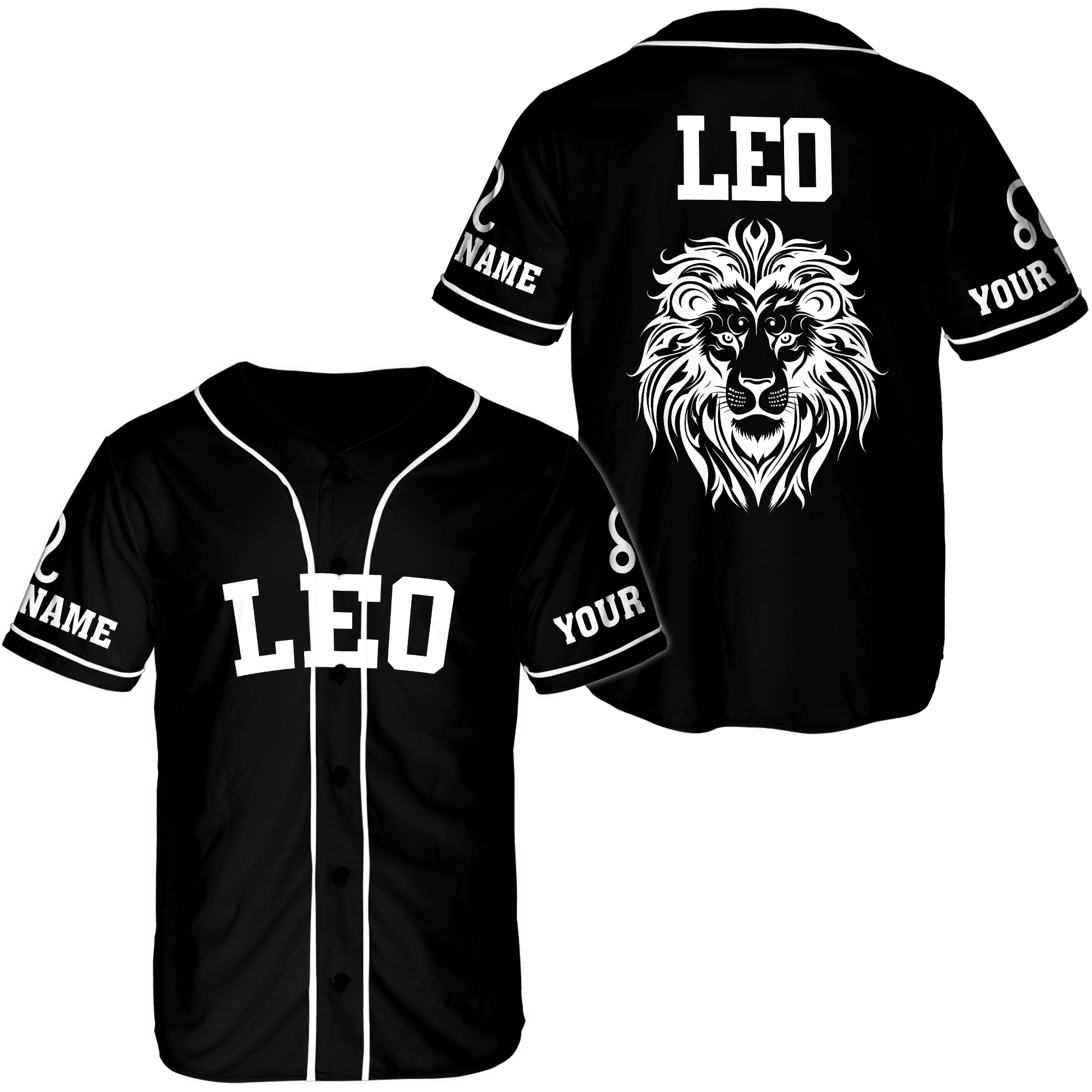 Lotusprinthandmade Personalized Name Leo Zodiac Baseball Jersey XS