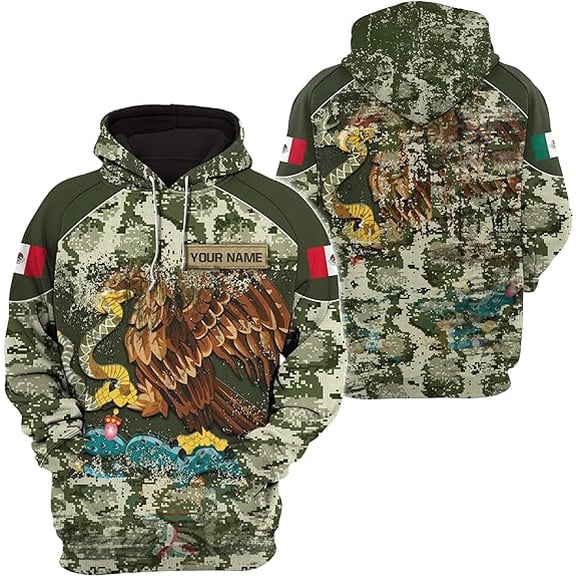 Lotusprinthandmade Personalized Name Mexican Pride Hoodie 3D (Lightweight) S-5XL Multicolor