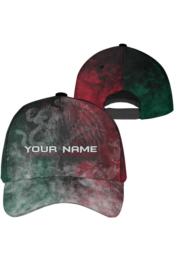 Personalized Name Mexico Eagle Classic Baseball Cap Multicolor, Mexican Cap