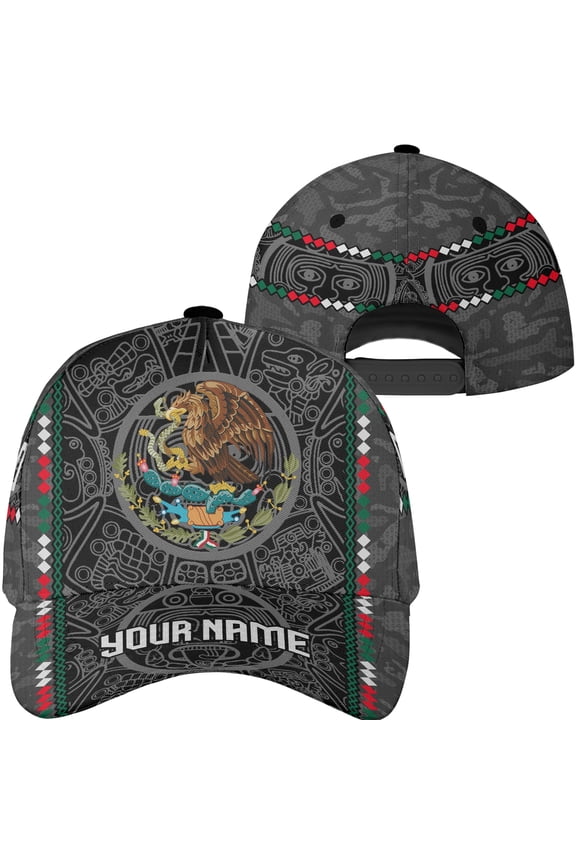 Personalized Name Mexico Eagle Classic Baseball Cap Multicolor, Mexican Cap