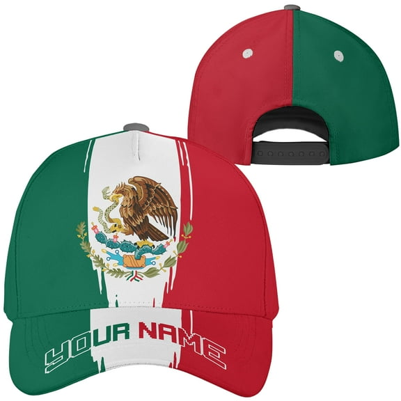 Lotusprinthandmade Personalized Name Mexico Eagle Classic Baseball Cap Multicolor, Mexican Cap
