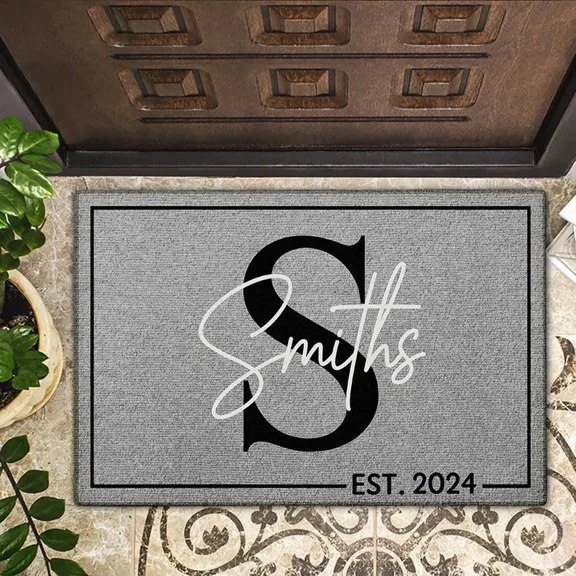 Lotusprinthandmade Personalized Name Monogram Doormat 6 Sizes (15" x 25"), custom family name mat, welcome front door rug