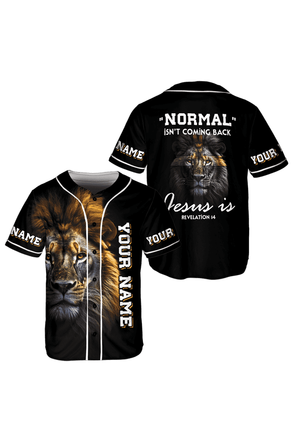 Personalized Name Normal Isn't Coming Back but Jesus is Cross Christian Unisex Baseball Jersey XS-5XL Multicolor