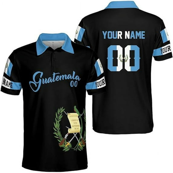Lotusprinthandmade Personalized Name & Number Guatemala Flag Men Polo Shirt (Lightweight) S-5XL Multicolor (5XL)