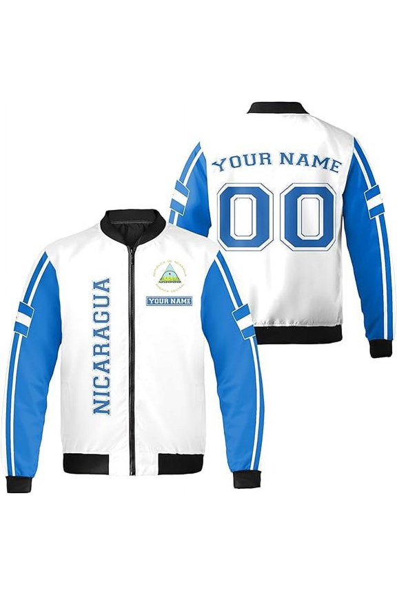 Personalized Name & Number Nicaragua Pride All-over Print Bomber Jacket S-5XL Multicolor