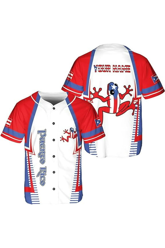 Personalized Name & Number Sports Puerto Rico Baseball Jersey XS-5XL Multicolor