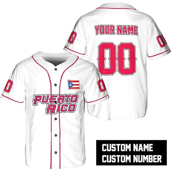 Lotusprinthandmade Personalized Name & Number Sports Puerto Rico Baseball Jersey XS-5XL Multicolor