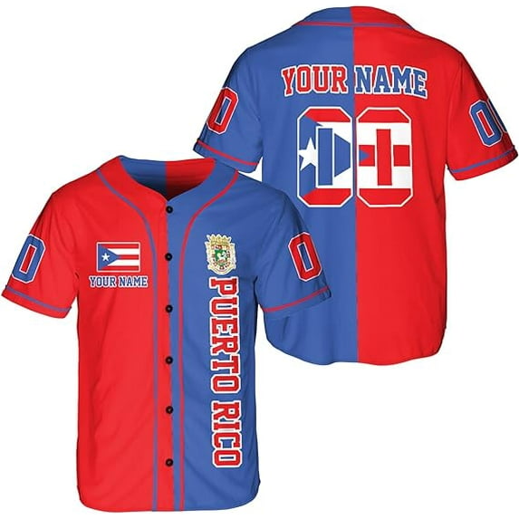 Lotusprinthandmade Personalized Name & Number Sports Puerto Rico Baseball Jersey XS-5XL Multicolor