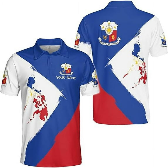 Lotusprinthandmade Personalized Name Philippines Flag Filipino Philippines Proud Nation Men Polo Shirt (Lightweight) S-5XL Multicolor (5XL)