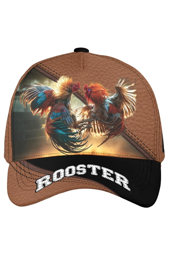 Personalized Name Rooster Fighting Classic Baseball Cap Multicolor, Rooster Cap