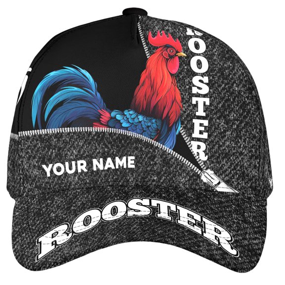 Lotusprinthandmade Personalized Name Rooster Fighting Classic Baseball Cap Multicolor, Rooster Cap