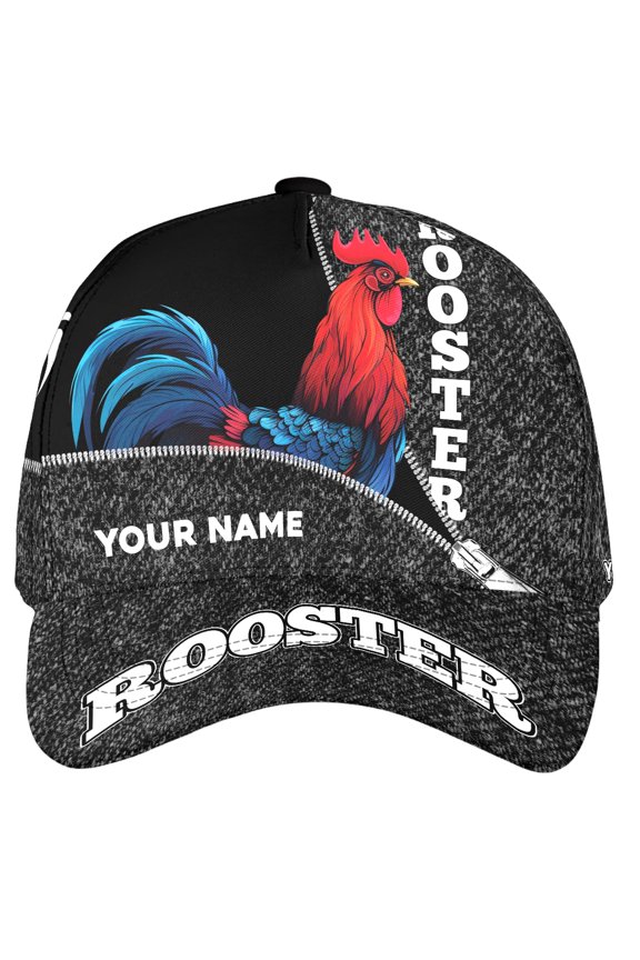 Personalized Name Rooster Fighting Classic Baseball Cap Multicolor, Rooster Cap