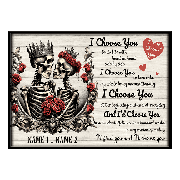 Lotusprinthandmade Personalized Name Skull Couple I Choose You To Do Life With Canvas 1.5in 36" x 24"