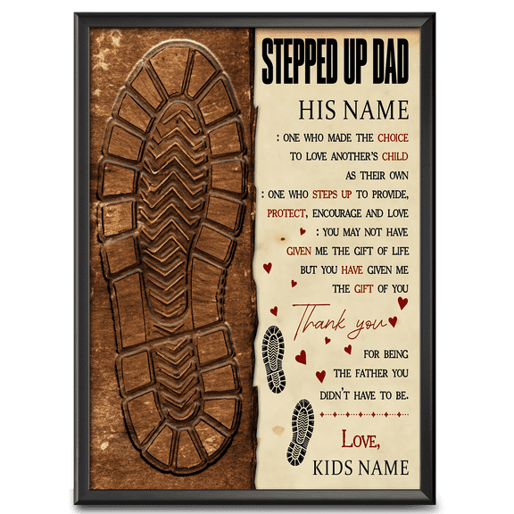 Lotusprinthandmade Personalized Name Stepped Dad Who Made Choice Canvas 1.5in 12" x 8"