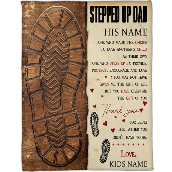 Lotusprinthandmade Personalized Name Stepped Dad Who Made Choice Fleece Blanket 3 Sizes (Made in US) (40"x30")