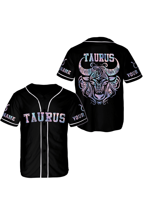 Personalized Name Taurus Zodiac Baseball Jersey XL, Multicolor, Taurus Shirt for Women