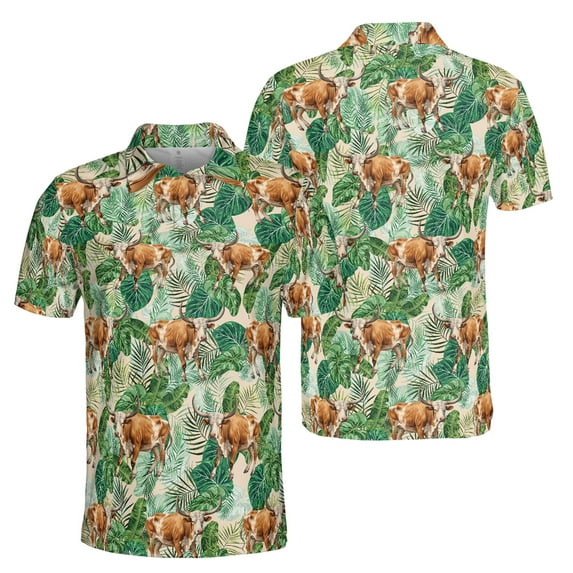 Lotusprinthandmade Personalized Name Texas Longhorn Men Polo Shirt (Lightweight) S-5XL Multicolor (XL)