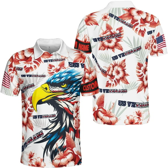 Lotusprinthandmade Personalized Name US Veteran Men Polo Shirt (Lightweight) S-5XL Multicolor (S)