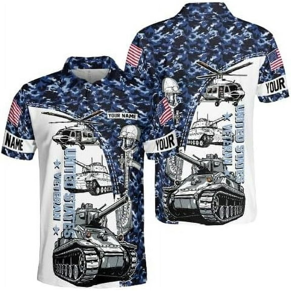 Lotusprinthandmade Personalized Name Veteran US Veteran Men Polo Shirt (Lightweight) S-5XL Multicolor (S)