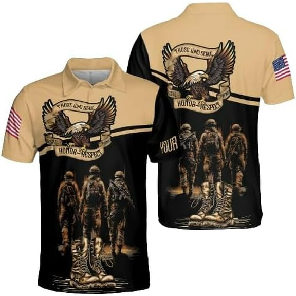 Lotusprinthandmade Personalized Name Veteran US Veteran Polo Shirt (Lightweight) S-5XL Multicolor