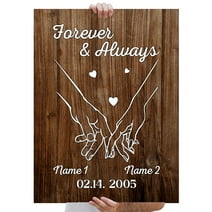 Lotusprinthandmade Personalized Name & Year Couples Holding Hands Poster 12" x 18”