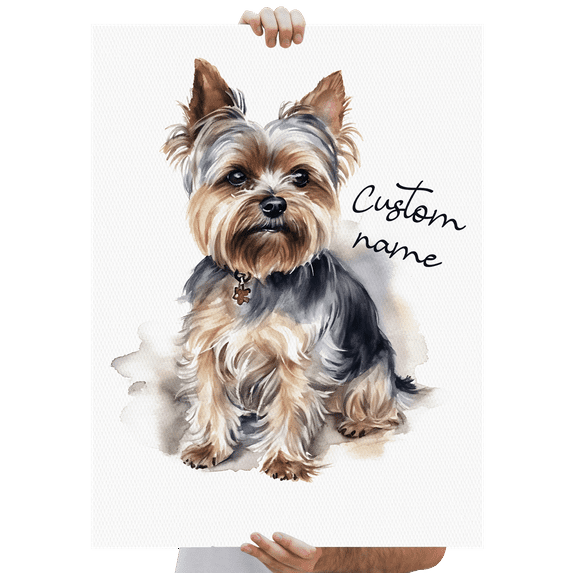 Lotusprinthandmade Personalized Name Yorkshire Terrier Gift for Dogs and Dog Lovers Watercolor style Poster 24" x 36"