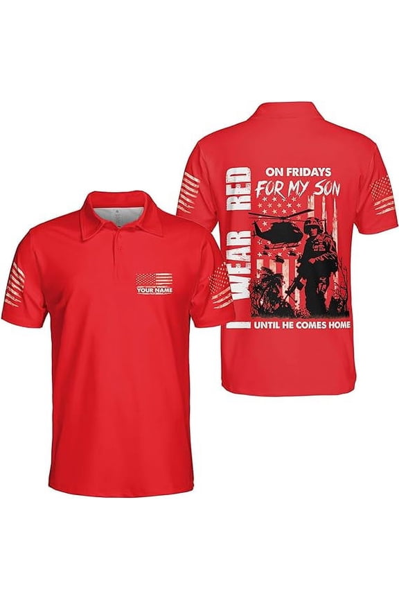 Personalized On Friday We Wear Red Remember Everyone Deployed Polo Shirt (Lightweight) S-5XL Multicolor