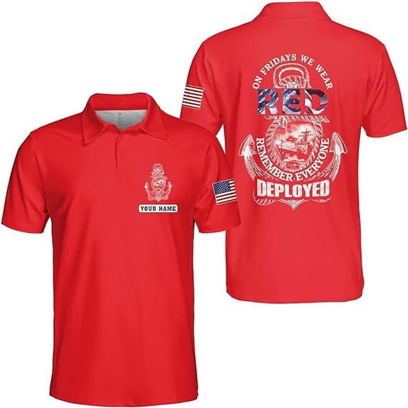 Lotusprinthandmade Personalized On Friday We Wear Red Remember Everyone Deployed Polo Shirt (Lightweight) S-5XL Multicolor