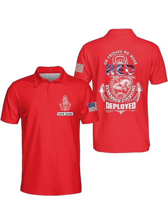 Personalized On Friday We Wear Red Remember Everyone Deployed Polo Shirt (Lightweight) S-5XL Multicolor