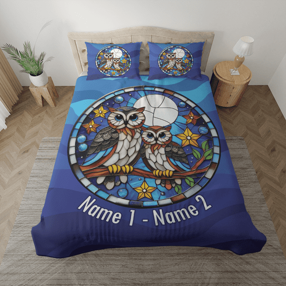 Lotusprinthandmade Personalized Owl Mother and Baby Bedding Set (Made in Vietnam) (78x88), Gift For Mother, personalized owl bedding set