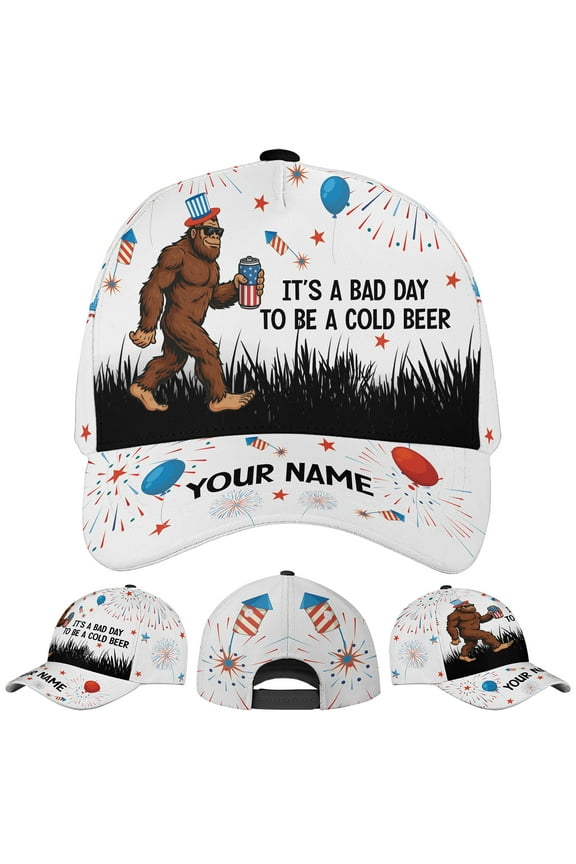 Personalized Patriotic America Bigfoot Classic Baseball Cap One Size Multicolor, bigfoot hat, patriotic cap, america flag hat