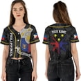 thumbnail image 1 of Lotusprinthandmade Personalized Philippines Crop Top Baseball Jersey for Women XS-XL Multicolor, 1 of 7