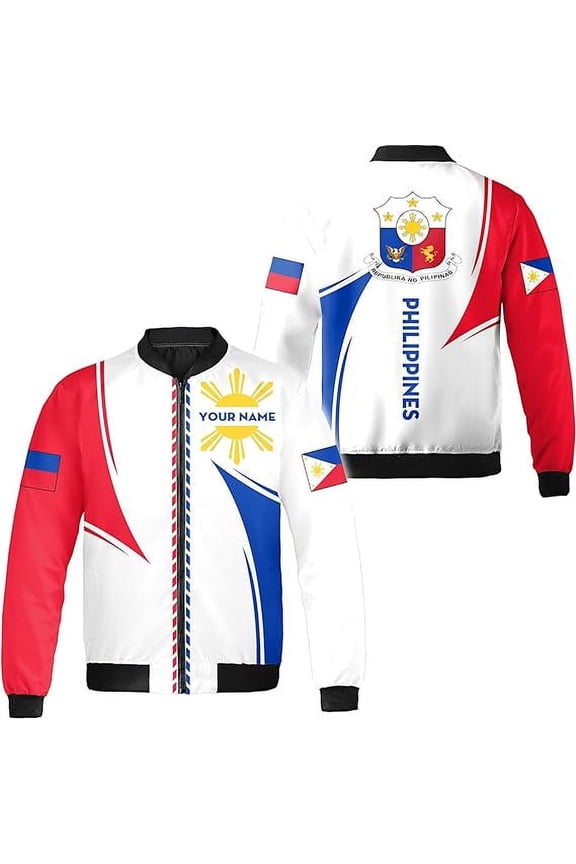 Personalized Philippines Flag All-over Print Bomber Jacket S-5XL Multicolor
