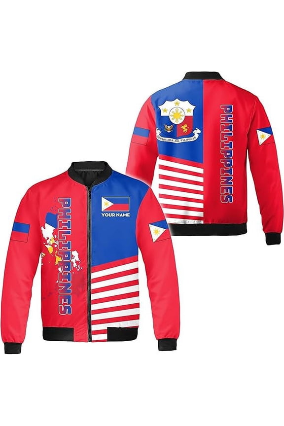 Personalized Philippines Flag All-over Print Bomber Jacket S-5XL Multicolor