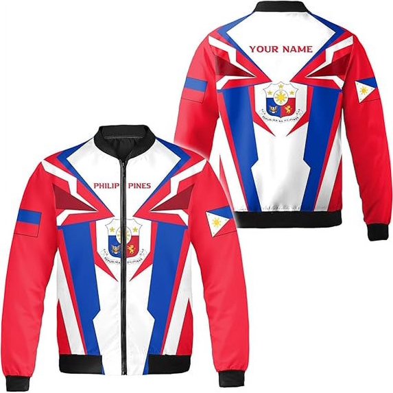Lotusprinthandmade Personalized Philippines Flag All-over Print Bomber Jacket S-5XL Multicolor